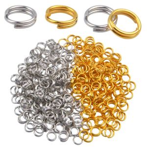50/100 st 5-15mm rostfritt stål Öppen Jump Split Ring-kontakt för DIY Pendant Keychain Nyckelsmycken Tillverkande materialtillbehör