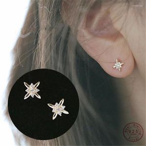 Stud Earrings 925 Sterling Silver 14K Gold Plating Crystal Windmill Women Korean Fashion Wedding Party Jewelry Girlfriend Gift