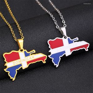 Chains Stainless Steel Trendy Enamel The Dominican Republic Map Pendant Necklace Of Chain Jewelry