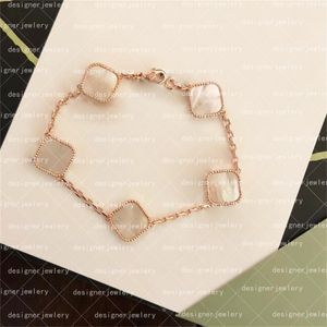 Designer di gioielli da donna Braccialetti con trifoglio Braccialetti personalizzati 4/Quattro foglie Braccialetti da polso rossi Fascino d'argento Conchiglia di agata Accessori per l'anniversario in madreperla