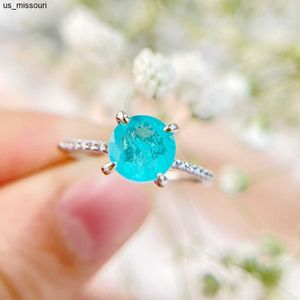 Bant Rings Luxyimagik Paraiba Turmalin Taş Yüzükleri Kadınlar İçin Katı 925 STERLING Gümüş Yüzük Düğün Nişanı Elmas Takı J230522