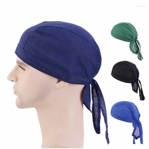 Berets Unisex Adult Solid Long Tail Doo Rag Durag Bandanas Cap Pirate Hat Turban Men Hip Hop Headband Biker Headwrap Women Accessories