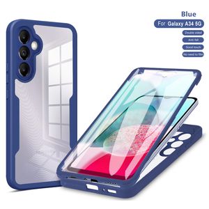 360 Hela kroppsinbyggda skärmskyddsfodral All-Inclusive TPU PC Rugged för Samsung S23 Ultra A14 A24 4G A34 A54 5G Redmi A1 Plus Note 12 Pro Poco X5 Xiaomi 13 Lite Civi22