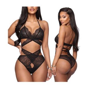 Lingerie da donna all'ingrosso Bulk Vedere attraverso Sheer Mesh Femme Shiny Fishnet Women Sexy Hot trasparente a due pezzi