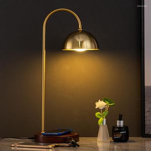 Nattlampor trådlös laddning av metallstudie nordisk bordslampa säng retro ångläsning vintage inomhus support telefonavgift