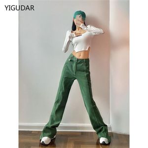 Jeans Green Women Jeans High Waist Vintage Straight Denim pantaloni streetwear American Fashion largo gamba pantaloni jeans jeans