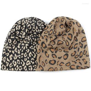 Basker leopard tryck beanie hatt för kvinnor män höst vinter mjuka varma mössor skallies cap mode unisex baggy slouchy utomhus motorhuv