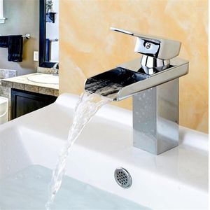 Bathroom Sink Faucets Wholesale And Retail Deck Mount Waterfall Faucet Vanity Vessel Sinks Mixer Tap Cold Water Chrome Finish