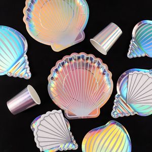 Altri articoli per feste per eventi Mermaid Party Colorful Shell Stoviglie usa e getta Summer Beach Party Little Mermaid Girls 1st Birthday Party Decor Baby Shower 230522