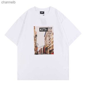 メンズTシャツ22SSメンズTシャツKITH高品質メンレディースデザイナーTシャツレタープリントファッションマンTシャツトップクエリティUSサイズS-XXL L230518