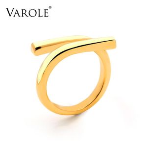 Rings VAROLE Minimalist Rings For Women Crossing Lines Gold Color Finger Ring Fashion Jewelry Party Gift Wholesale