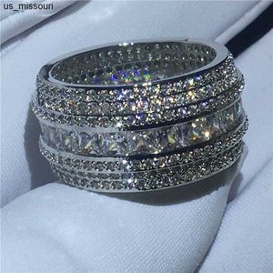 Band Rings 2020 Luxury Ring Simulated Diamond CZ Jewelry 925 Sterling Silver Engagement Wedding Band Rings for Women Men Party Jewelry J230522