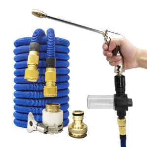 Hoses Garden Hose Set with Magic Reel Sprayer Expandable Water Injector High Pressure Watering Car Wash Gun Pvc Pipe 230522