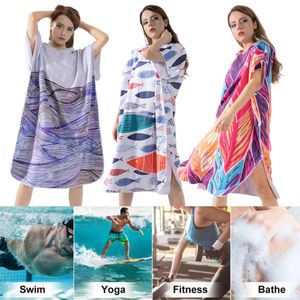 Robe de banho que muda de microfibra para adultos Toalha com capuz rapidamente respirável e confortável trocando mulheres da praia Mulheres