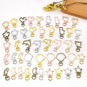 5pcs Gold Snap Hook Star Keychain Lobster Clasp Key Ring Chain Carabiner For DIY Jewelry Making Supplies Accessories Wholesale