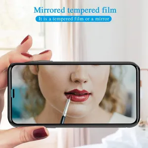 Spegel tempererad glasskärmskydd för iPhone 14 13 12 11 Pro Max 9h fullt omslag fullt limskönhetsskyddsfilm
