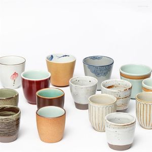 Cups Saucers Jingdezhen Ceramic Handmade Teacup Zen Blue Glaze Tea Cup Creative Retro Simple Office Coffee Milk Mug Hushåll