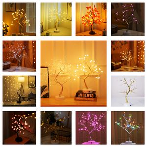 Tischlampe mit Bonsai-Baum-Licht, LED-Lichterkette, Blumenbaumlampe, USB- oder batteriebetrieben, für Schlafzimmer, Schreibtisch, Weihnachtsfeier, Innendekoration, Lichter als Geschenk