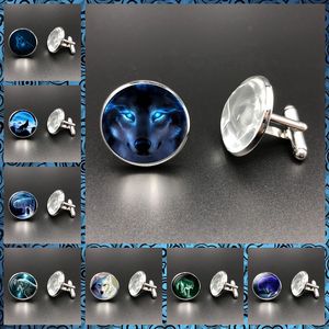 Nymph Nordic Wiccan Murano Glass Wolf Cabochon Grateful Dead Glass Men Cuff Links Business Gifts для мужчин запончиков высокое качество