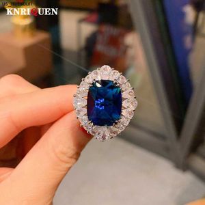 Band Rings Charms Full High Carbon Diamonds 1216mm Sapphire Ring Gemstone Women's Ring Wedding Bands Vintage Fine Jewelry Anniversary Gift J230522