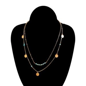 luxury designer multi-layer disc pendant turquoise pendant necklace cross-border bestselling ladies necklace pendant handmade pendant necklace for girls 02