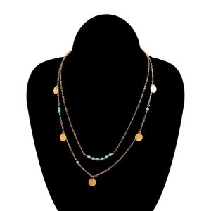 Luxur Designer Multi-Layer Disc Pendant Turquoise Pendant Halsband gränsöverskridande bästsäljande damer halsband hänge handgjorda hänghalsband för flickor 02