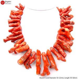 Ожерелья Qingmos, ожерелье из натурального натурального коралла для женщин с красным 3050 мм в форме ветки, 18 дюймов, колье с кораллом, ювелирные украшения nec5533