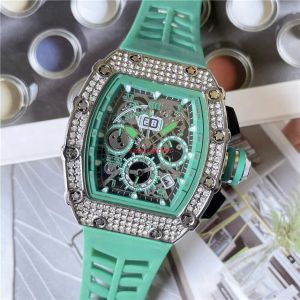1873A 6 pins luxury watch new men's high quality diamond quartz watch stainless steel case watch black rubber