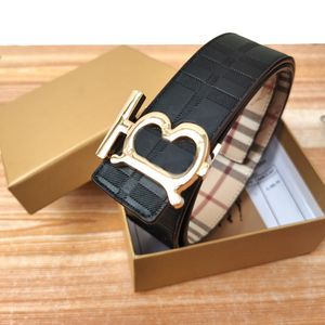 Designer de cinto de couro genuíno, cinturões de chão de cheiro de gaiola reversível de 3,8 cm, incluindo caixa