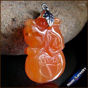 Pendant Necklaces Hand Carved Brave Troops Men Jewelry Natural Red Agate Stone Necklace Wholesale Fashion Crystal For Boys Gifts BS949