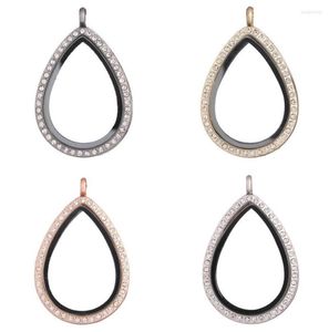 Pendant Necklaces 1PC/lot 47x31x7mm Water Drop Rhinestones Floating Locket Teardrop Glass Magnetic Fit For Charms Jewelrys