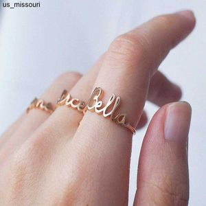 Pierścienie zespołowe Pierścienie Niestandardowe dla kobiet ze stali nierdzewnej złoto spersonalizowany zespół litera początkowa pierścionka ślubna biżuteria bijoux femme 2023 J230522