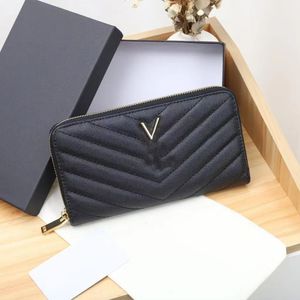 2023 Cardholder Caviar Long female cardholder purse Designer leather luxury printed retro purse Mini Bank Card Bag