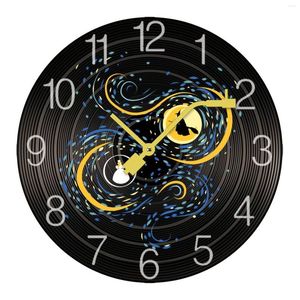 壁の時計diyミュート魔女の魔女とレコード木時計クラシックホームデコレーションリビングルーム面白いノベルティクロノグラフ