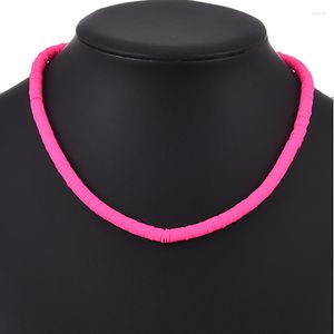 Anhänger Halsketten 10 Farbe Bohemian 6mm Polymer Clay Für Frauen Einfache Weiche Keramik Choker Halskette Statement Party Schmuck Geschenk