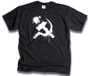 Camisetas masculinas 2023 Moda de verão masculino União Soviética Rússia Hammer Sickle Grunge Camisa Sm-3xl Tee