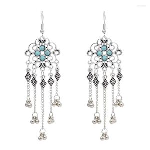 Dangle Earrings Long Tassel Women Drop Bohemian Ethnic Turquoise Bell Statement Vintage Gypsy Carved Charms Feminina