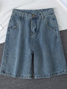 Frauen Shorts Fitaylor Sommer Frauen Hohe Taille Blau Breite Bein Denim Casual Weibliche Solide Streetwear Stright Jeans Bermuda 230522