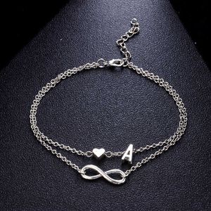 Anklets Cross Charm Chain Initials Anklets for Women Sandals Pulseras Tobilleras Mujer Letter Pendant Anklet Bracelet Foot Jewelry Gift G220519