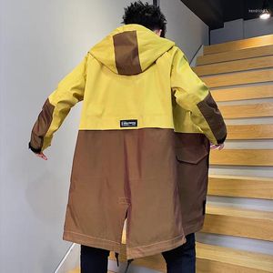 Herrgravrockar långa kappa män 2023 varumärke mode lapptäcke stor storlek vindbrytare outwear kläder huva jacka 6xl 7xl 8xl