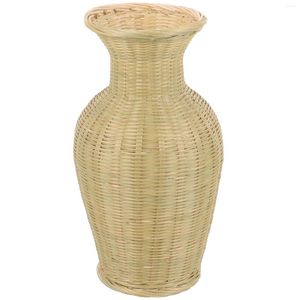 Vase Home Office Natural Bamboo Woven Rescitic Style for Living Room Derations Minimalist Vase Flower Basket