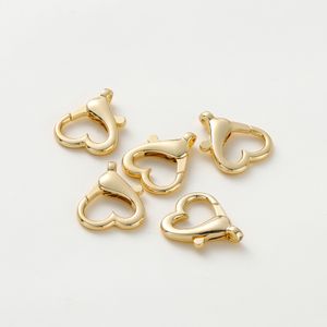 4Pcs Heart Lobster Clasps 14K/18K Gold Color Brass Hook Clip Buckle Spring Snap for DIY Keychain Jewelry Making Accessories