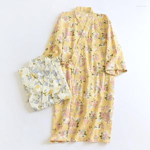 Kvinnors sömnkläder vårens sommarväv bomullsbadrock nattklänning pajama kvinnlig pijama pajama femme kimono hemservice svett ång garn