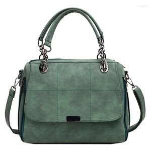 Evening Bags Matte Women Handbag Scrub Female Shoulder Large Capacity Matcha Green PU Leather Lady Totes Boston Bag For Travel
