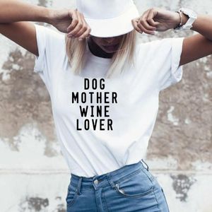 Women's T Shirts Dog Mother Wine Love Letter Printed Shirt Women Summer Short Sleeve Cotton Tee Femme O-neck Loose Tshirt Top