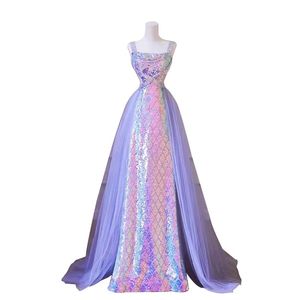 Afrika Sequins Denizkızı Prom Elbiseleri 2023 Süpürme Tren Kayışı Kristal Artı Boyut Boyu Boncuklu Akşam Pageant Gowns Robe De Soiree Uzun Mezuniyet Elbiseleri