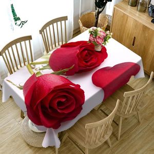 テーブルクロスバレンタインをテーマにした長方形のテーブルクロスローズプリントウェディング装飾ホームパーティーディナーの洗える洗えるカバー