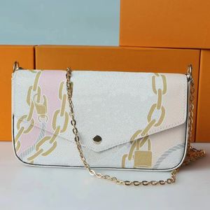 Fashion Shoulder Bag Women's Crossbody Bag Classic White Checkerboard Printed Design Three Piece Purse