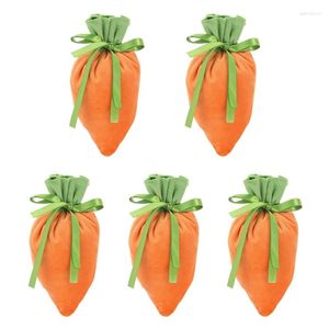 Brocada de presente 5pcs Cenoura de cenoura Bolsas de doces de biscoitos Bolsa de joalheria com suprimentos de aniversário para crianças drawstring