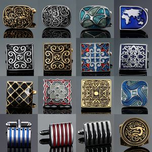 XKZM New men's shirts Cufflinks luxury jewelry brand of high-grade mahogany carbon fiber retro pattern Cufflinks free shipping